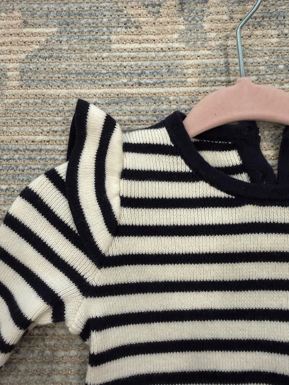 Ralph Lauren Striped Ruffle Shoulder Baby Sweater